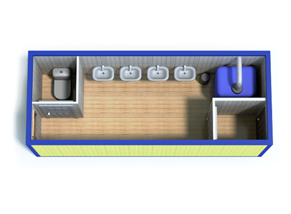 Модуль сантехнический с автоматизированной подачей воды размером 6х2,35 м (МС-1)