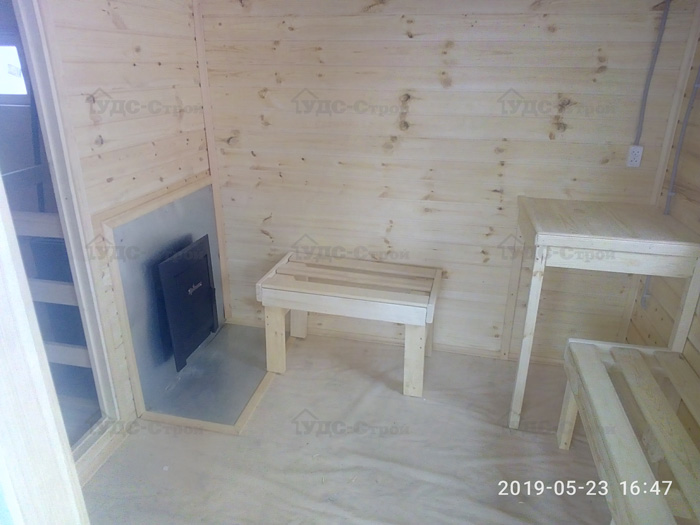 Модульный дом-баня размером 5×4.8 м с верандой