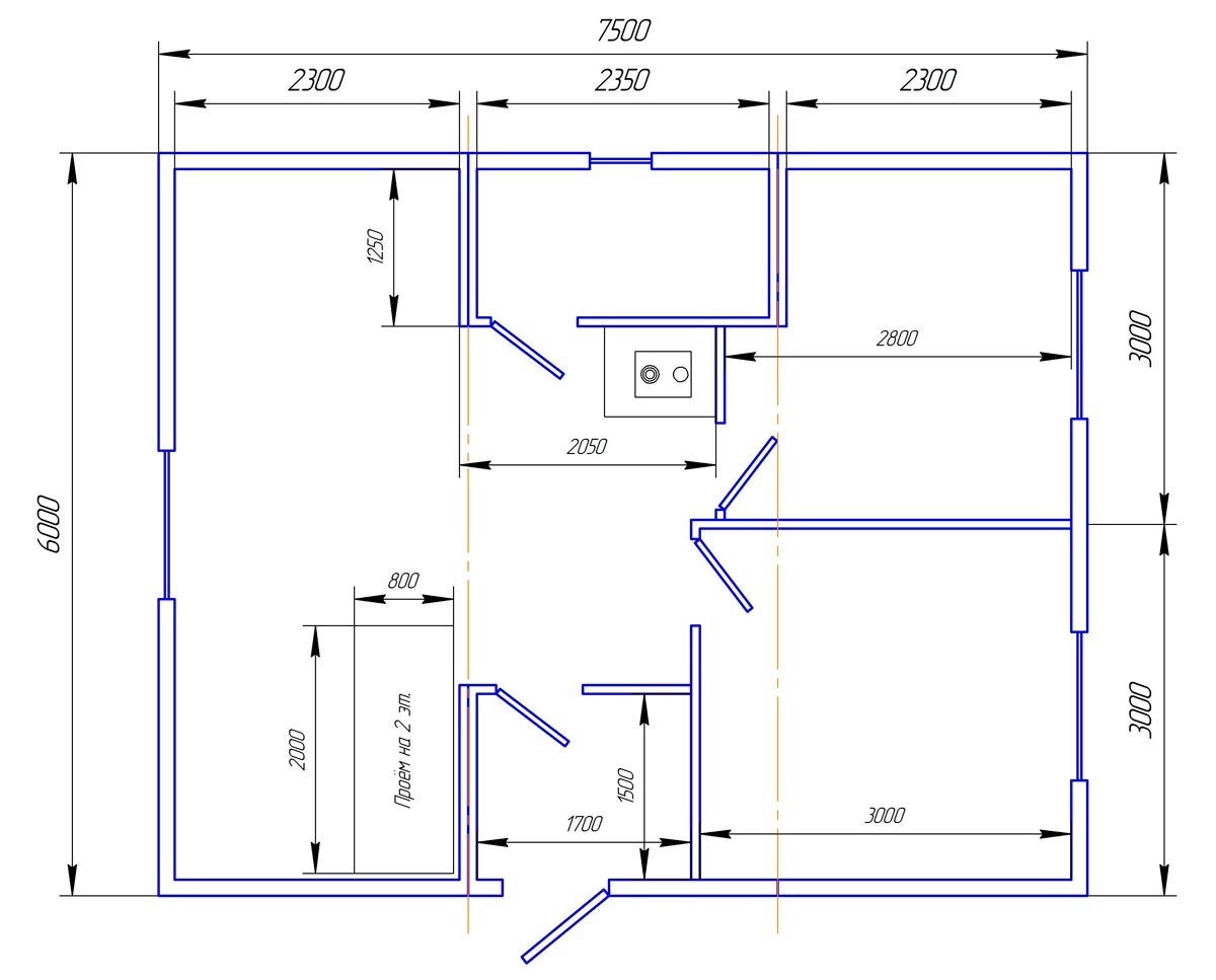 M384. Садовый  домик «Мечта» размером 7.5×6 м на базе трёх модулей