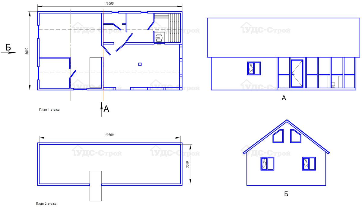 М177. Садовый  домик «Мечта» размером 11×6 м на базе трёх модулей с закрытой верандой