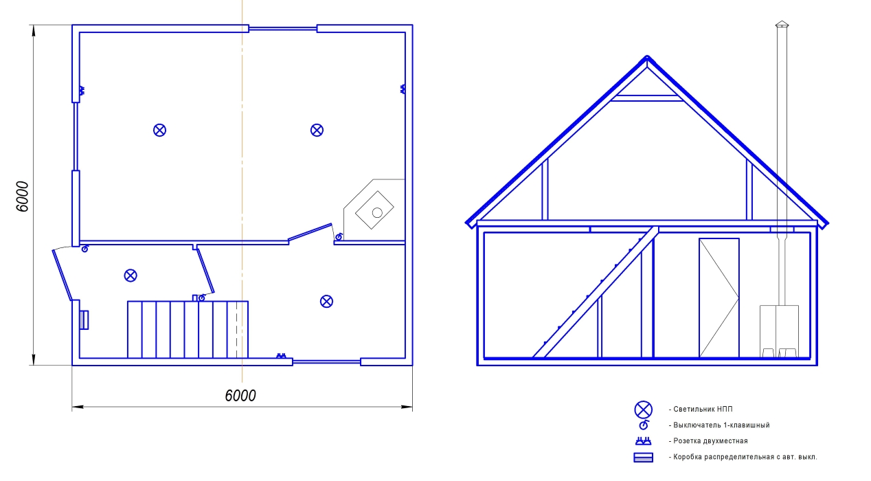 M457. Садовый (дачный) домик «Мечта» на базе двух модулей размером 6×6 м с печью-камином